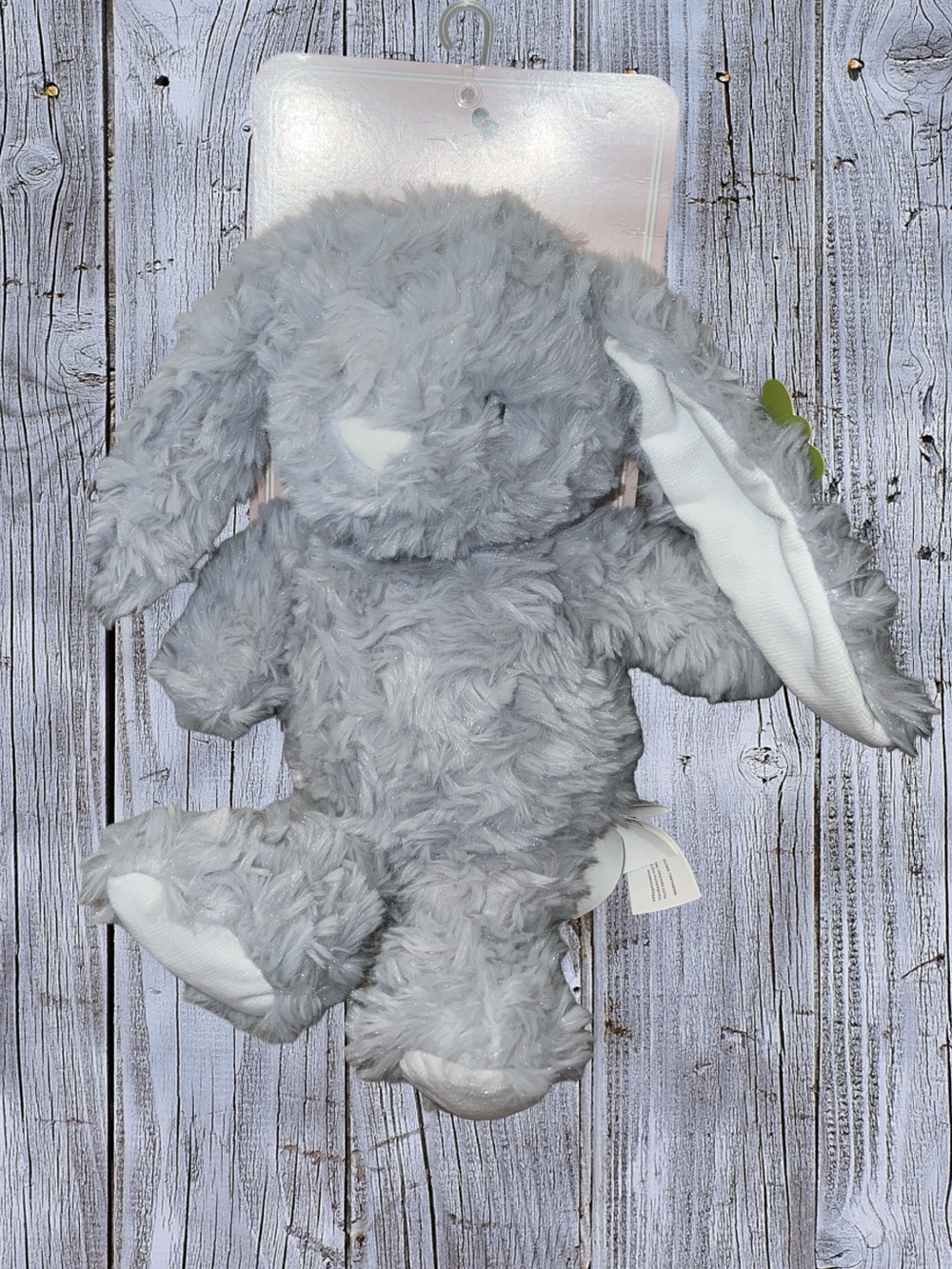 NWT Carried Away 12” Grey Shaggy Bunny Rabbit Stuffed  Plush  Stepping Stones